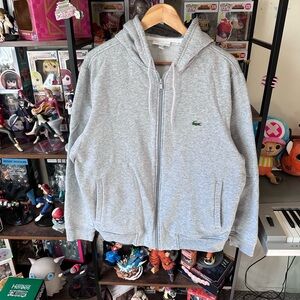 Lacoste Full Zip Hoodie Gray Men’s 2XL Crocodile Logo